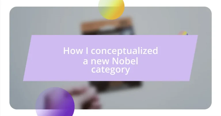 How I conceptualized a new Nobel category